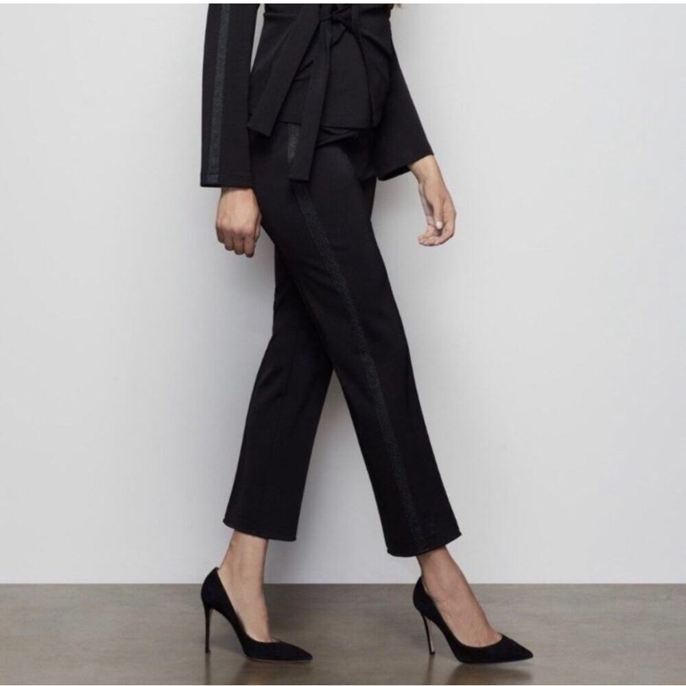 Good American Glitter Tuxedo Stripe Cropped Pull On Stretch Pants Size 1 (Small)